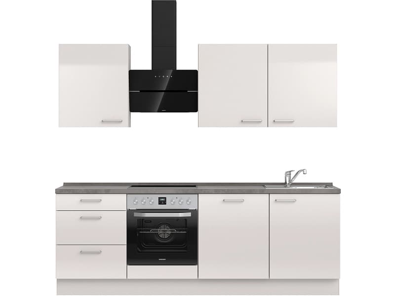 Komplette Küche mit Elektrogeräten MODUSET FLASH PREMIUM Seidengrau 60x240cm