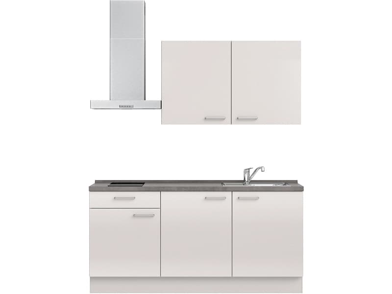 Komplette Küche mit Elektrogeräten MODUSET FLASH CLASSIC Seidengrau 60x180cm