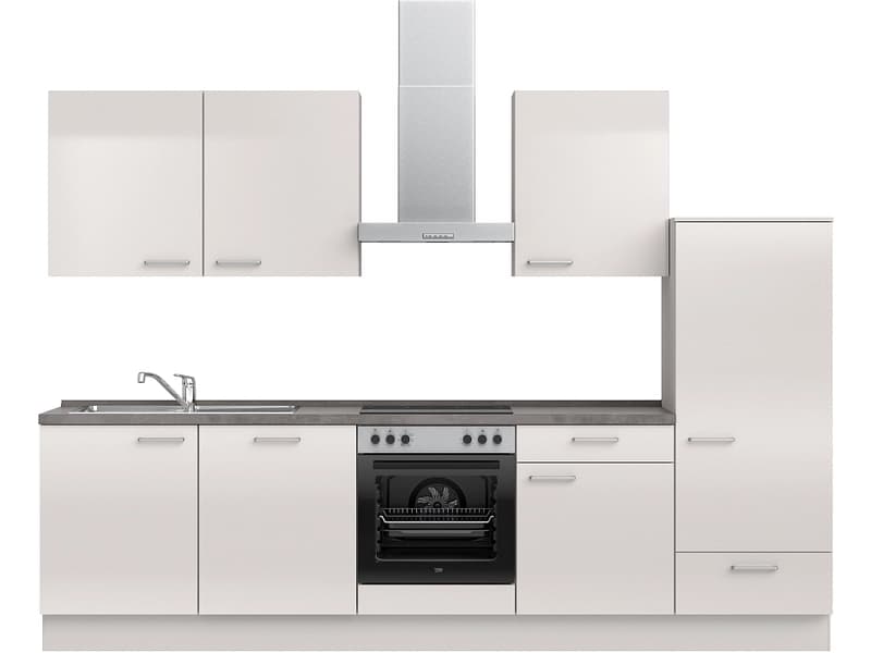 Komplette Küche mit Elektrogeräten MODUSET FLASH CLASSIC Seidengrau 60x300cm