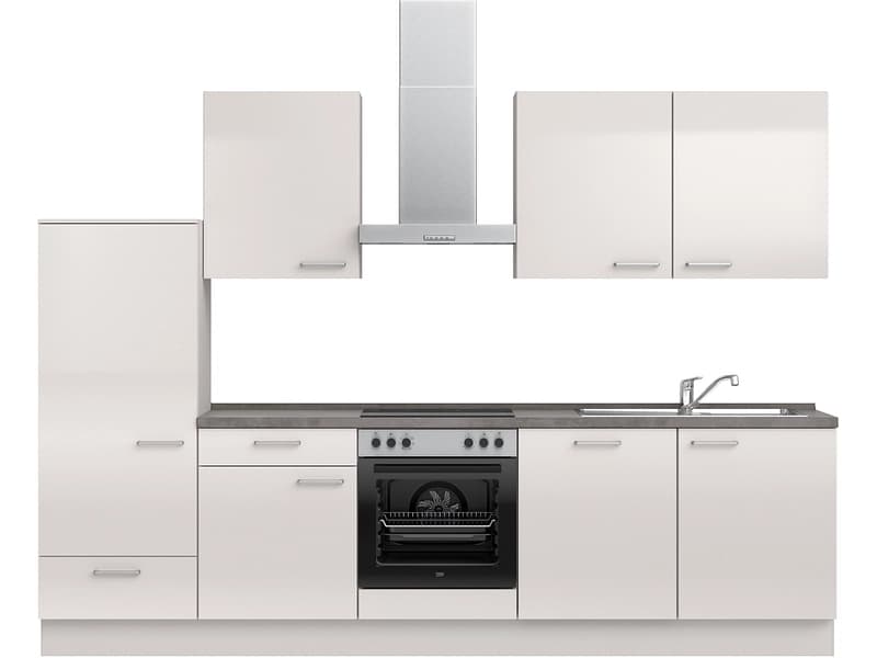 Komplette Küche mit Elektrogeräten MODUSET FLASH CLASSIC Seidengrau 60x300cm