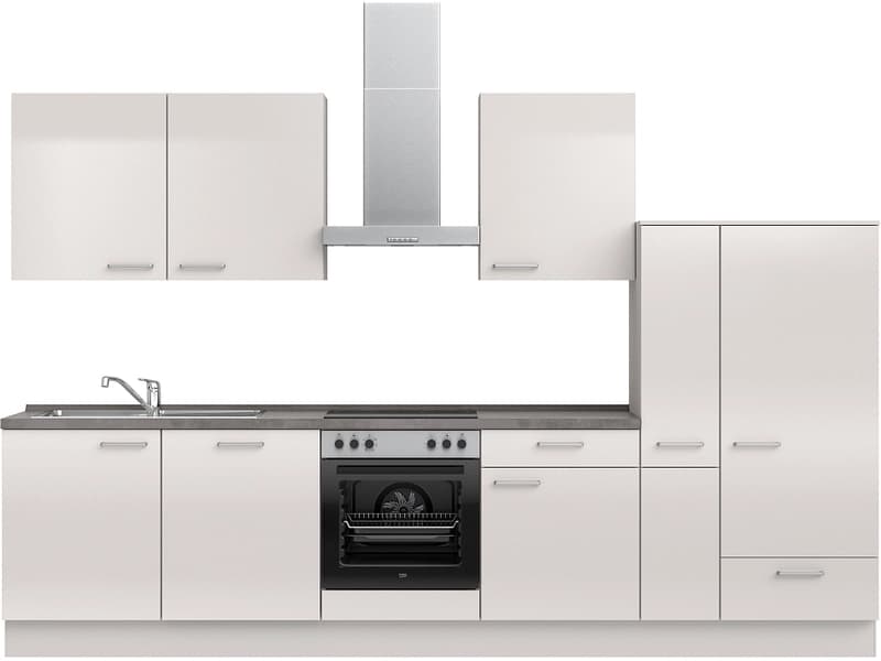 Komplette Küche mit Elektrogeräten MODUSET FLASH CLASSIC Seidengrau 60x330cm