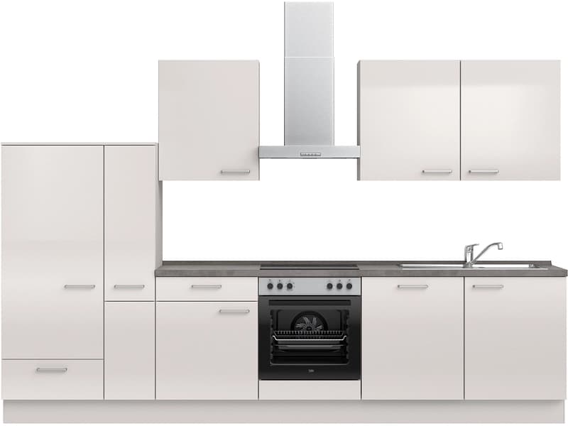 Komplette Küche mit Elektrogeräten MODUSET FLASH CLASSIC Seidengrau 60x330cm