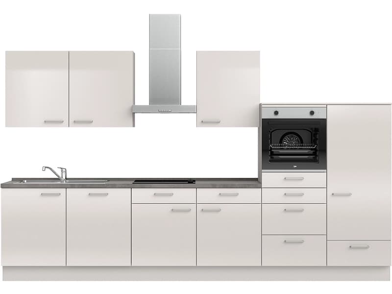 Komplette Küche mit Elektrogeräten MODUSET FLASH CLASSIC Seidengrau 60x360cm