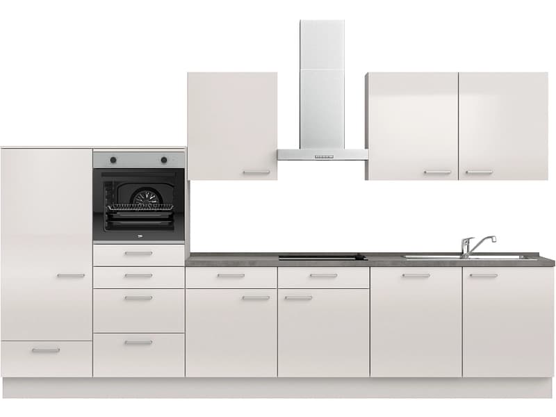 Komplette Küche mit Elektrogeräten MODUSET FLASH CLASSIC Seidengrau 60x360cm
