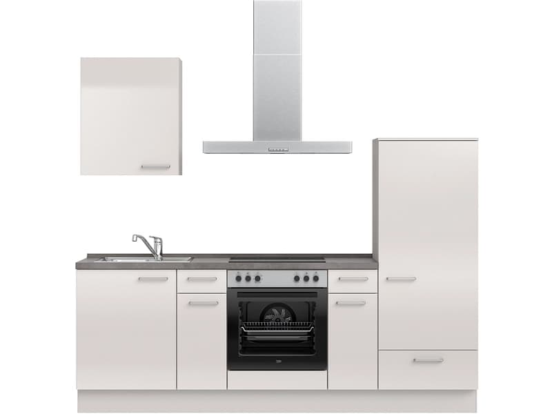Komplette Küche mit Elektrogeräten MODUSET FLASH CLASSIC Seidengrau 60x240cm