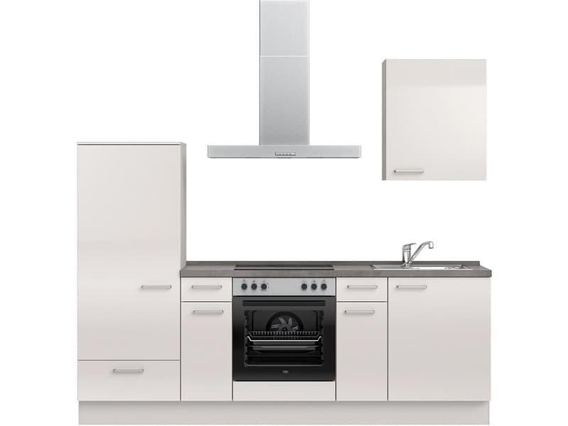Komplette Küche mit Elektrogeräten MODUSET FLASH CLASSIC Seidengrau 60x240cm