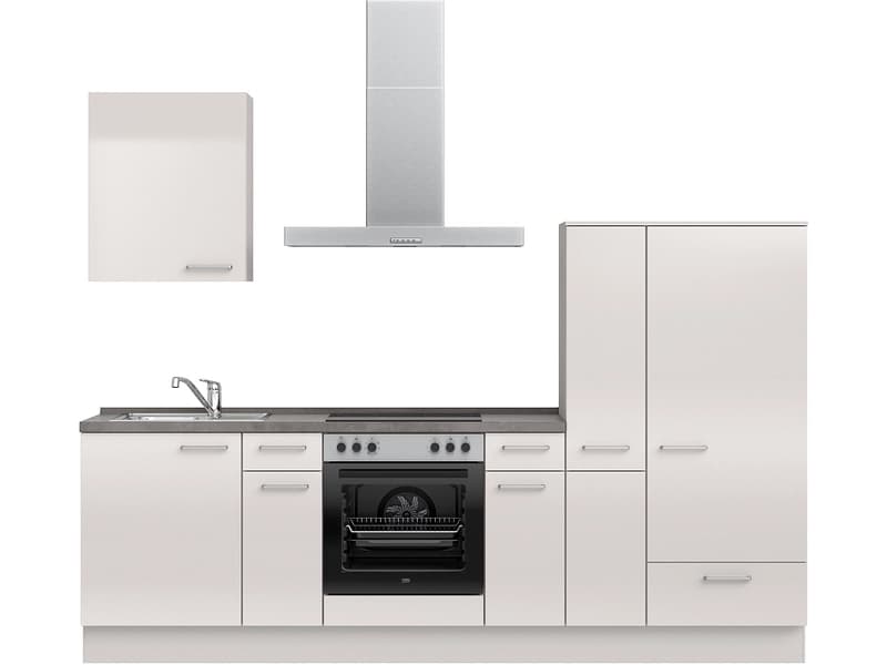 Komplette Küche mit Elektrogeräten MODUSET FLASH CLASSIC Seidengrau 60x270cm