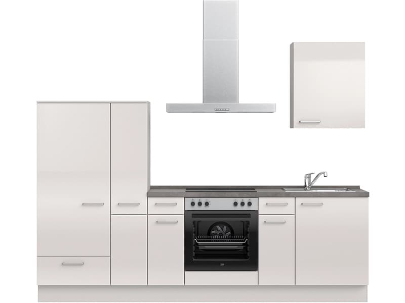 Komplette Küche mit Elektrogeräten MODUSET FLASH CLASSIC Seidengrau 60x270cm
