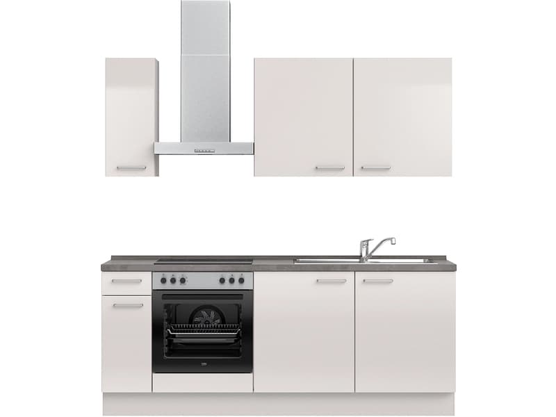 Komplette Küche mit Elektrogeräten MODUSET FLASH CLASSIC Seidengrau 60x210cm