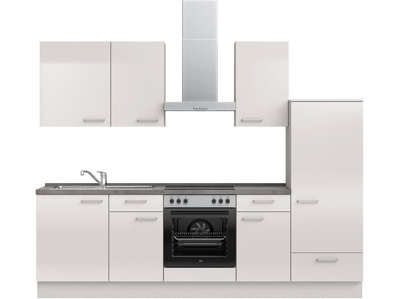 Komplette Küche mit Elektrogeräten MODUSET FLASH CLASSIC Seidengrau 60x270cm