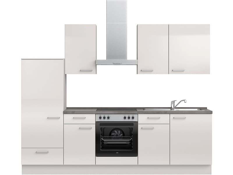 Komplette Küche mit Elektrogeräten MODUSET FLASH CLASSIC Seidengrau 60x270cm