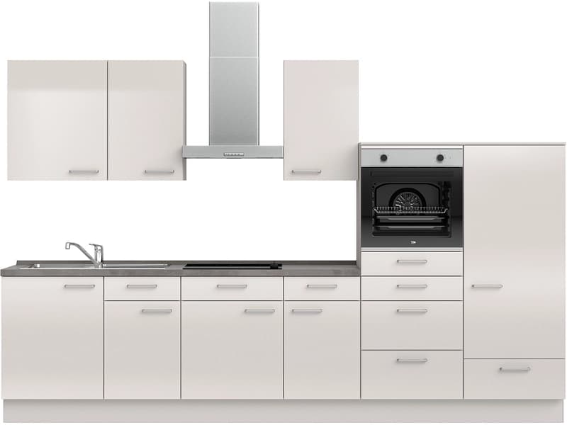Komplette Küche mit Elektrogeräten MODUSET FLASH CLASSIC Seidengrau 60x330cm