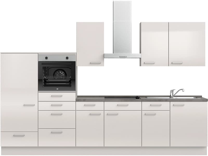Komplette Küche mit Elektrogeräten MODUSET FLASH CLASSIC Seidengrau 60x330cm