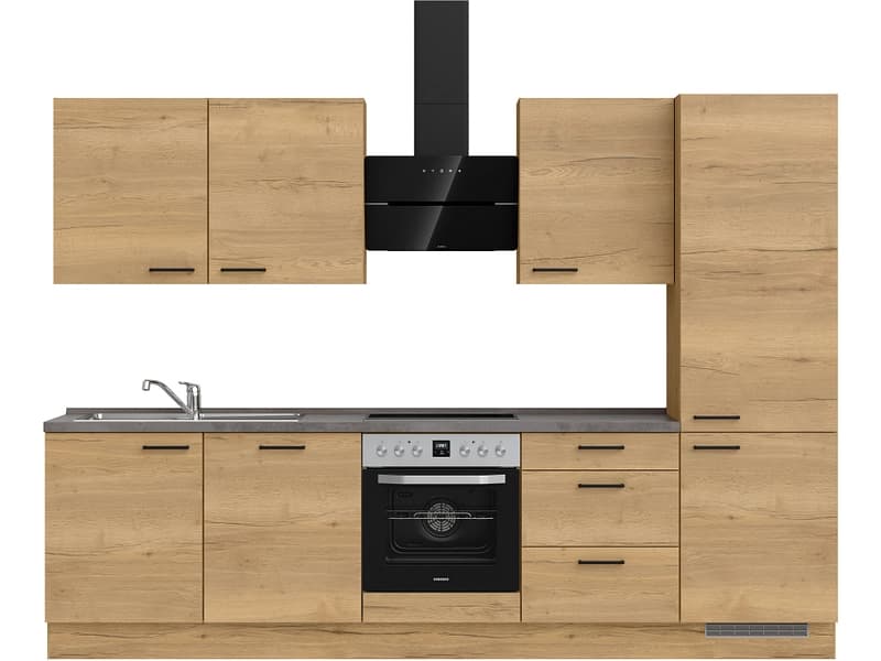 Komplette Küche mit Elektrogeräten MODUSET STRUCTURA PREMIUM Sierra Eiche 60x300cm