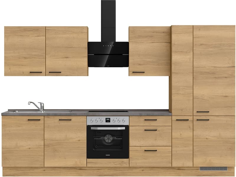 Komplette Küche mit Elektrogeräten MODUSET STRUCTURA PREMIUM Sierra Eiche 60x330cm