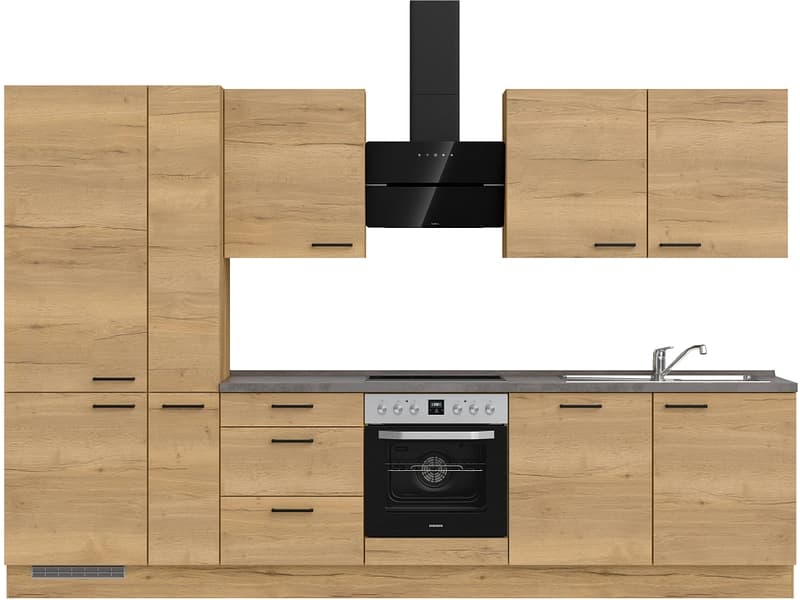 Komplette Küche mit Elektrogeräten MODUSET STRUCTURA PREMIUM Sierra Eiche 60x330cm