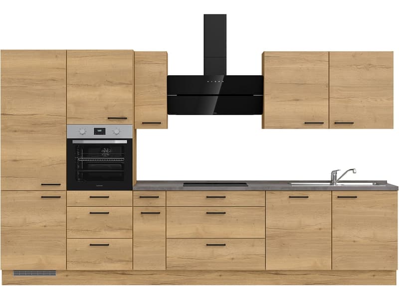 Komplette Küche mit Elektrogeräten MODUSET STRUCTURA PREMIUM Sierra Eiche 60x360cm