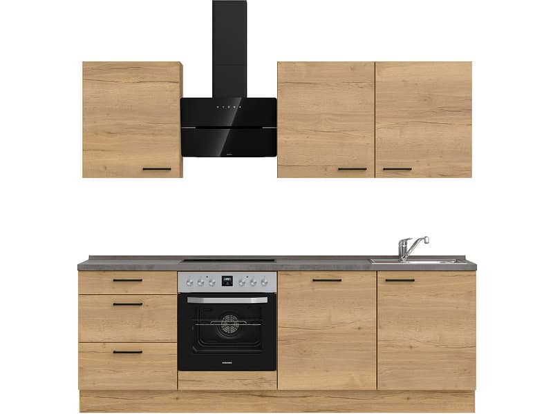 Komplette Küche mit Elektrogeräten MODUSET STRUCTURA PREMIUM Sierra Eiche 60x240cm