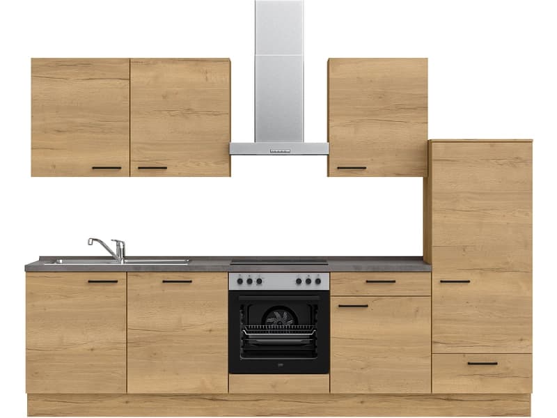 Komplette Küche mit Elektrogeräten MODUSET STRUCTURA CLASSIC Sierra Eiche 60x300cm