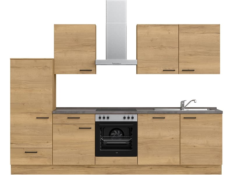 Komplette Küche mit Elektrogeräten MODUSET STRUCTURA CLASSIC Sierra Eiche 60x300cm