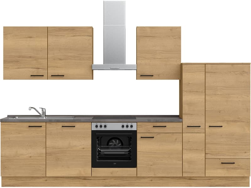 Komplette Küche mit Elektrogeräten MODUSET STRUCTURA CLASSIC Sierra Eiche 60x330cm