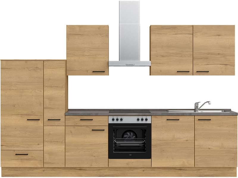 Komplette Küche mit Elektrogeräten MODUSET STRUCTURA CLASSIC Sierra Eiche 60x330cm