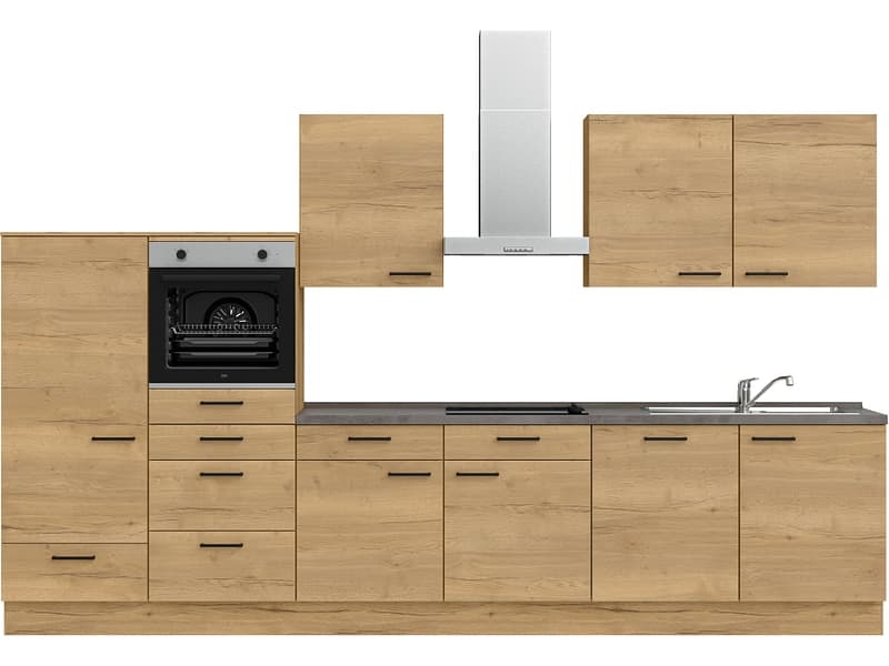 Komplette Küche mit Elektrogeräten MODUSET STRUCTURA CLASSIC Sierra Eiche 60x360cm