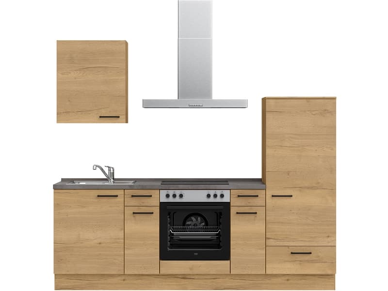 Komplette Küche mit Elektrogeräten MODUSET STRUCTURA CLASSIC Sierra Eiche 60x240cm