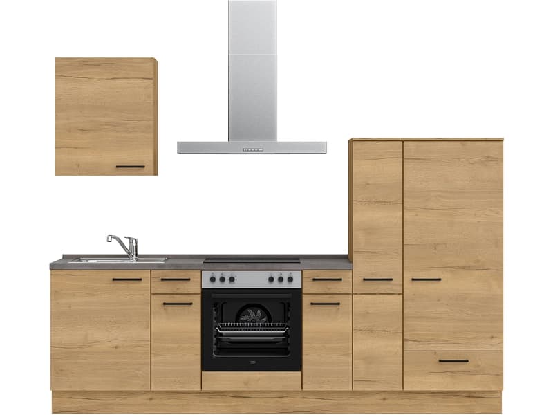 Komplette Küche mit Elektrogeräten MODUSET STRUCTURA CLASSIC Sierra Eiche 60x270cm