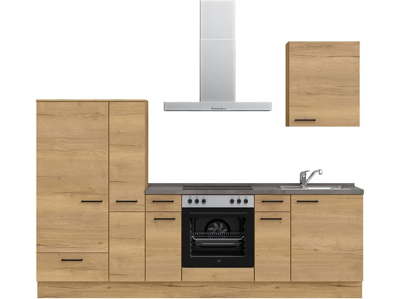Komplette Küche mit Elektrogeräten MODUSET STRUCTURA CLASSIC Sierra Eiche 60x270cm