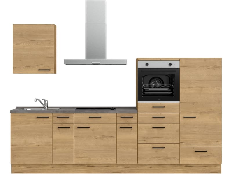 Komplette Küche mit Elektrogeräten MODUSET STRUCTURA CLASSIC Sierra Eiche 60x300cm