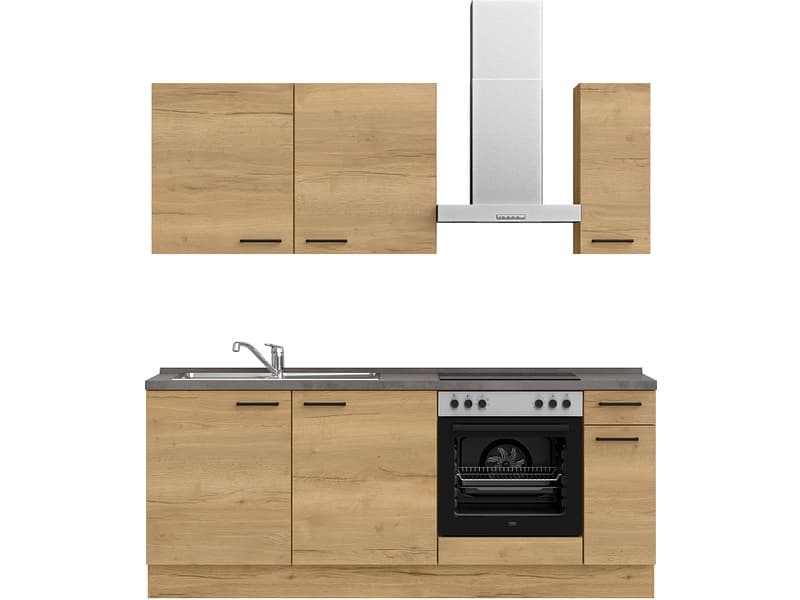 Komplette Küche mit Elektrogeräten MODUSET STRUCTURA CLASSIC Sierra Eiche 60x210cm