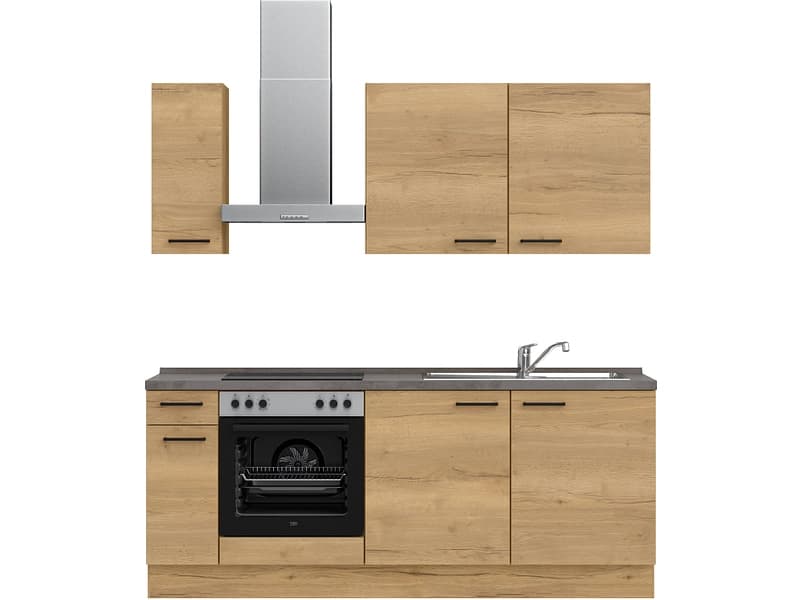 Komplette Küche mit Elektrogeräten MODUSET STRUCTURA CLASSIC Sierra Eiche 60x210cm