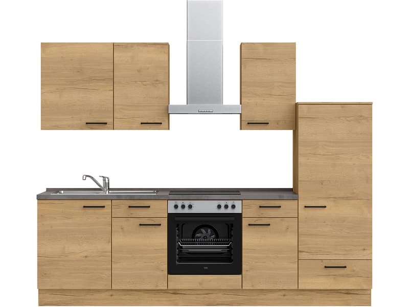 Komplette Küche mit Elektrogeräten MODUSET STRUCTURA CLASSIC Sierra Eiche 60x270cm