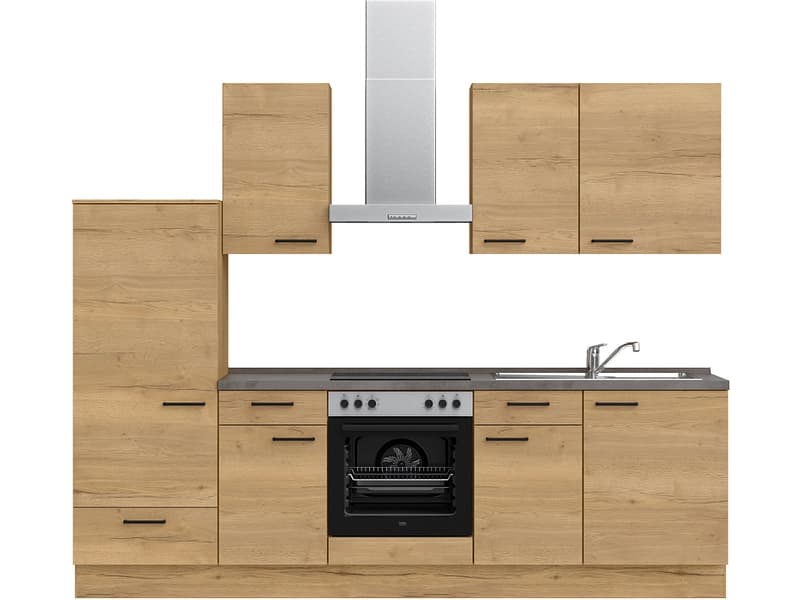 Komplette Küche mit Elektrogeräten MODUSET STRUCTURA CLASSIC Sierra Eiche 60x270cm