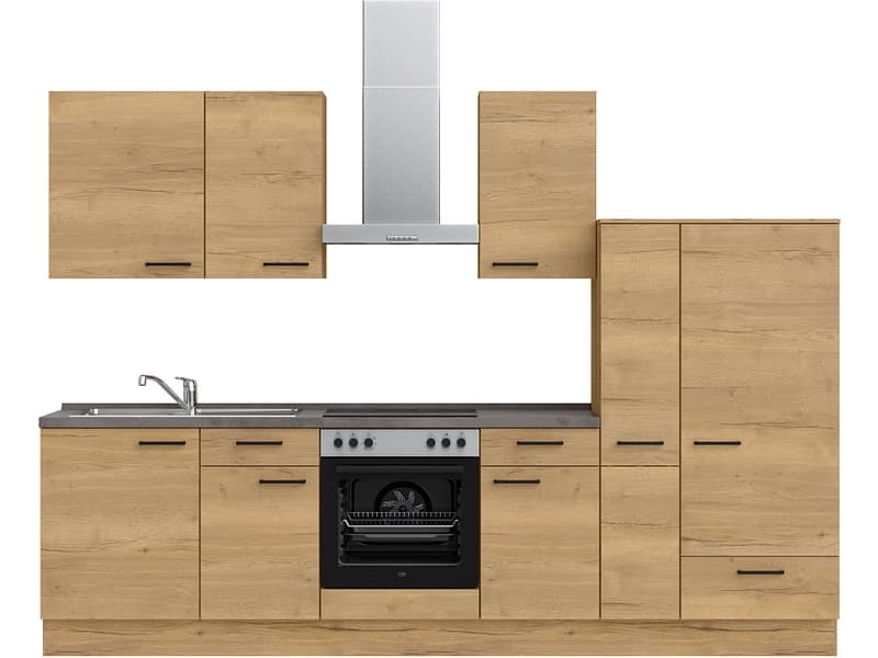 Komplette Küche mit Elektrogeräten MODUSET STRUCTURA CLASSIC Sierra Eiche 60x300cm