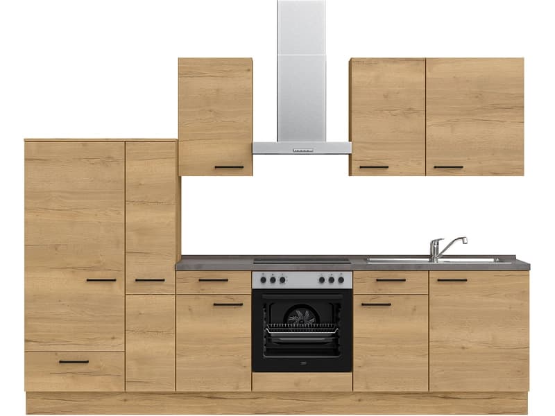 Komplette Küche mit Elektrogeräten MODUSET STRUCTURA CLASSIC Sierra Eiche 60x300cm