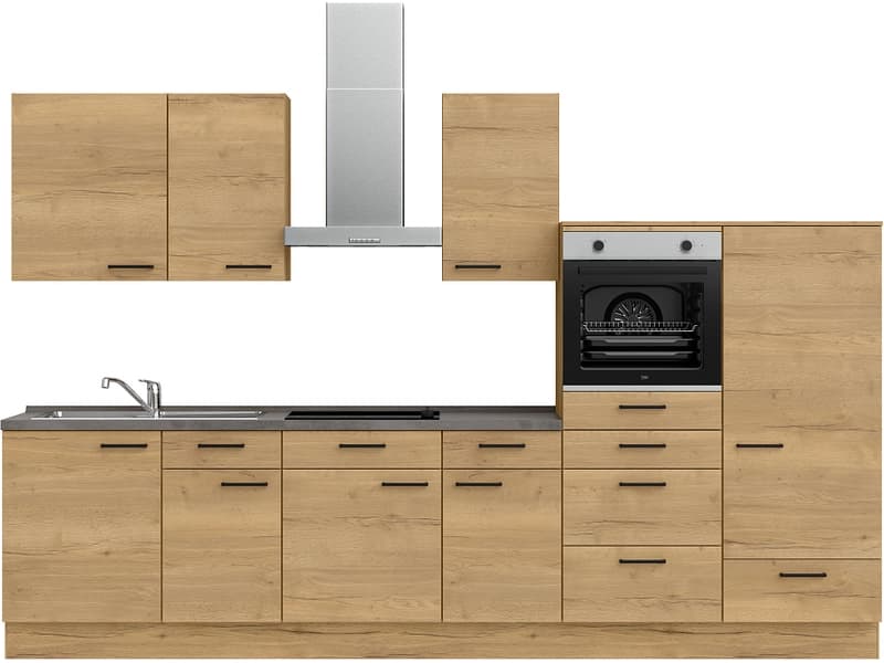 Komplette Küche mit Elektrogeräten MODUSET STRUCTURA CLASSIC Sierra Eiche 60x330cm