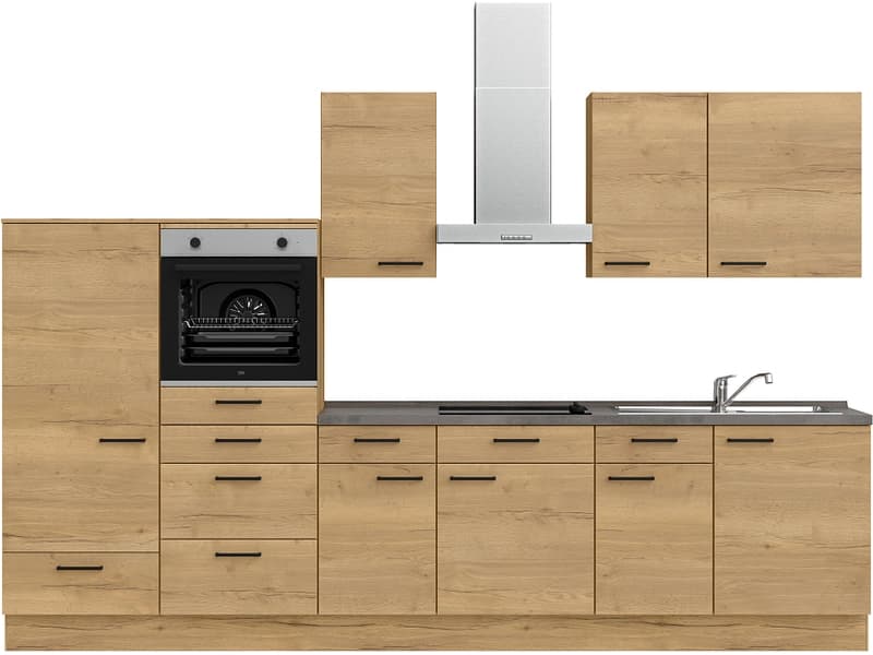 Komplette Küche mit Elektrogeräten MODUSET STRUCTURA CLASSIC Sierra Eiche 60x330cm