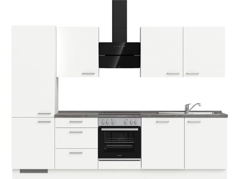 Komplette Küche mit Elektrogeräten MODUSET TOUCH PREMIUM Alpinweiß 60x300cm