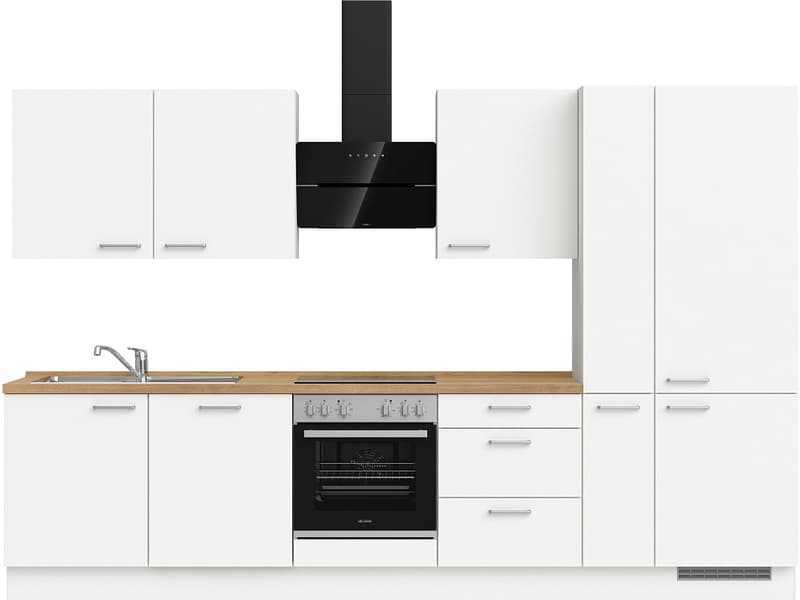 Komplette Küche mit Elektrogeräten MODUSET TOUCH PREMIUM Alpinweiß 60x330cm