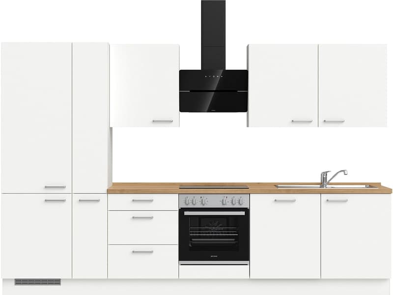 Komplette Küche mit Elektrogeräten MODUSET TOUCH PREMIUM Alpinweiß 60x330cm