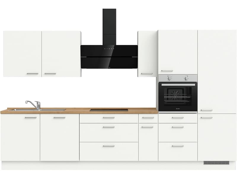 Komplette Küche mit Elektrogeräten MODUSET TOUCH PREMIUM Alpinweiß 60x360cm