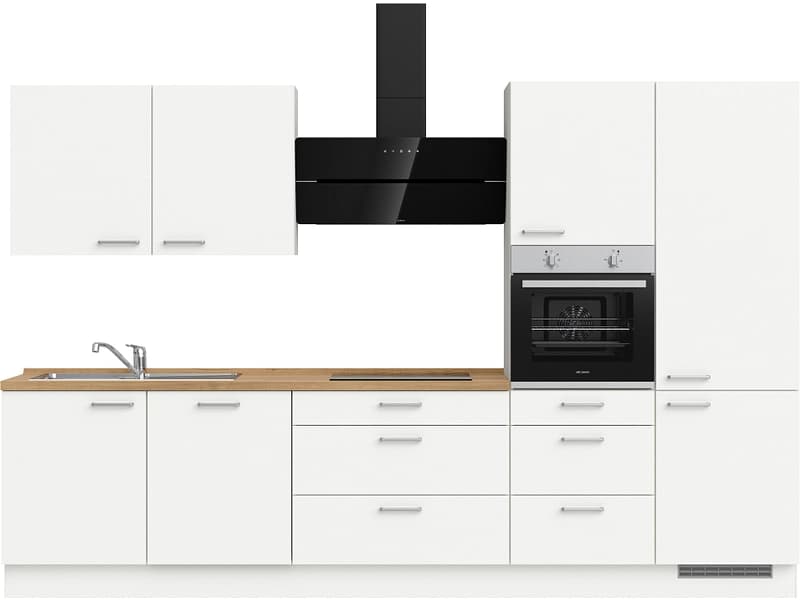 Komplette Küche mit Elektrogeräten MODUSET TOUCH PREMIUM Alpinweiß 60x330cm