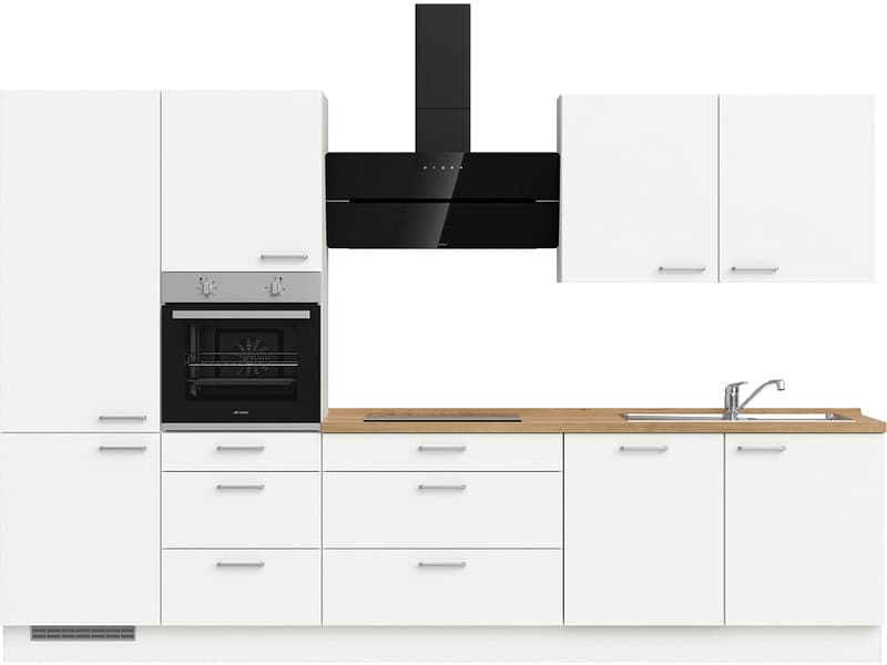Komplette Küche mit Elektrogeräten MODUSET TOUCH PREMIUM Alpinweiß 60x330cm
