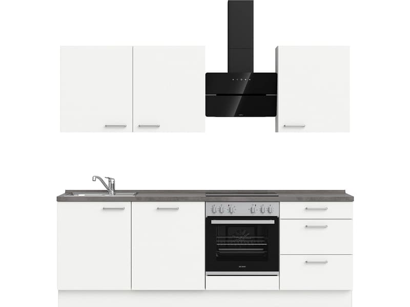 Komplette Küche mit Elektrogeräten MODUSET TOUCH PREMIUM Alpinweiß 60x240cm