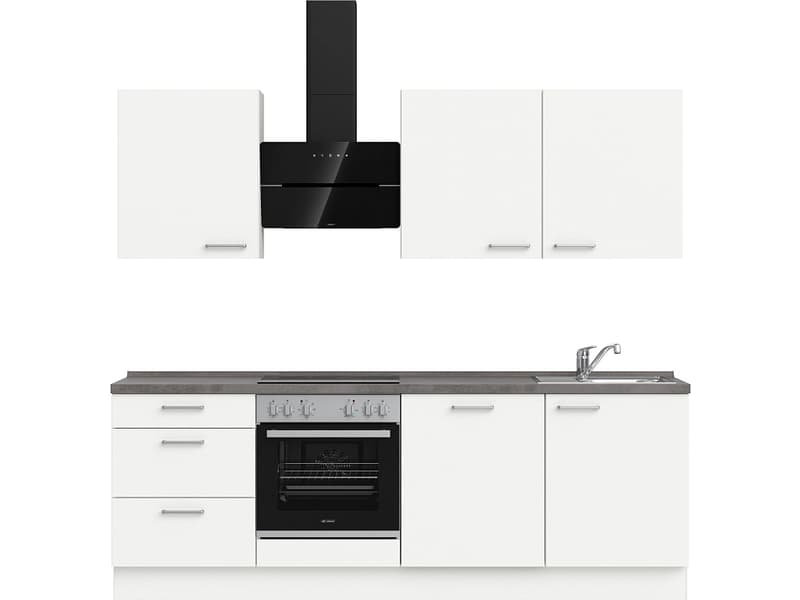 Komplette Küche mit Elektrogeräten MODUSET TOUCH PREMIUM Alpinweiß 60x240cm
