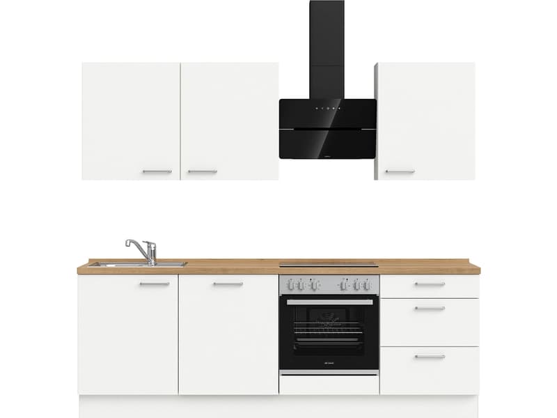 Komplette Küche mit Elektrogeräten MODUSET TOUCH PREMIUM Alpinweiß 60x240cm