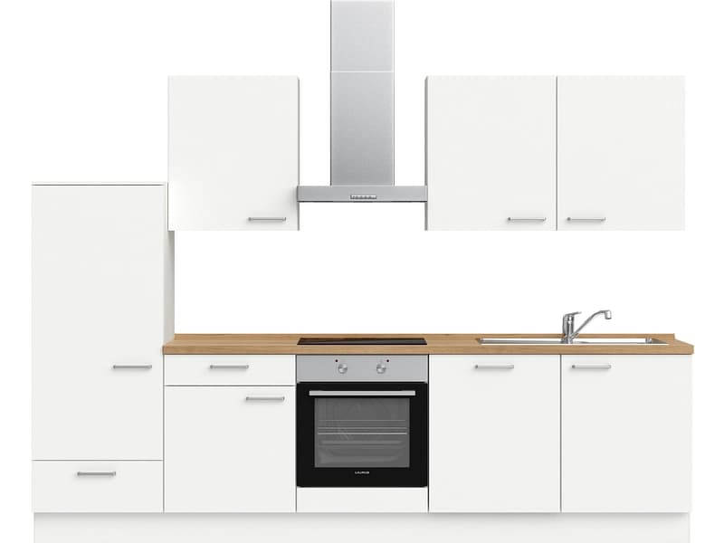 Komplette Küche mit Elektrogeräten MODUSET TOUCH CLASSIC Alpinweiß 60x300cm