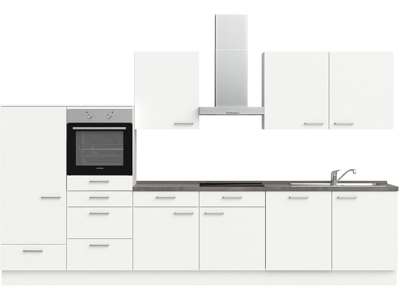Komplette Küche mit Elektrogeräten MODUSET TOUCH CLASSIC Alpinweiß 60x360cm